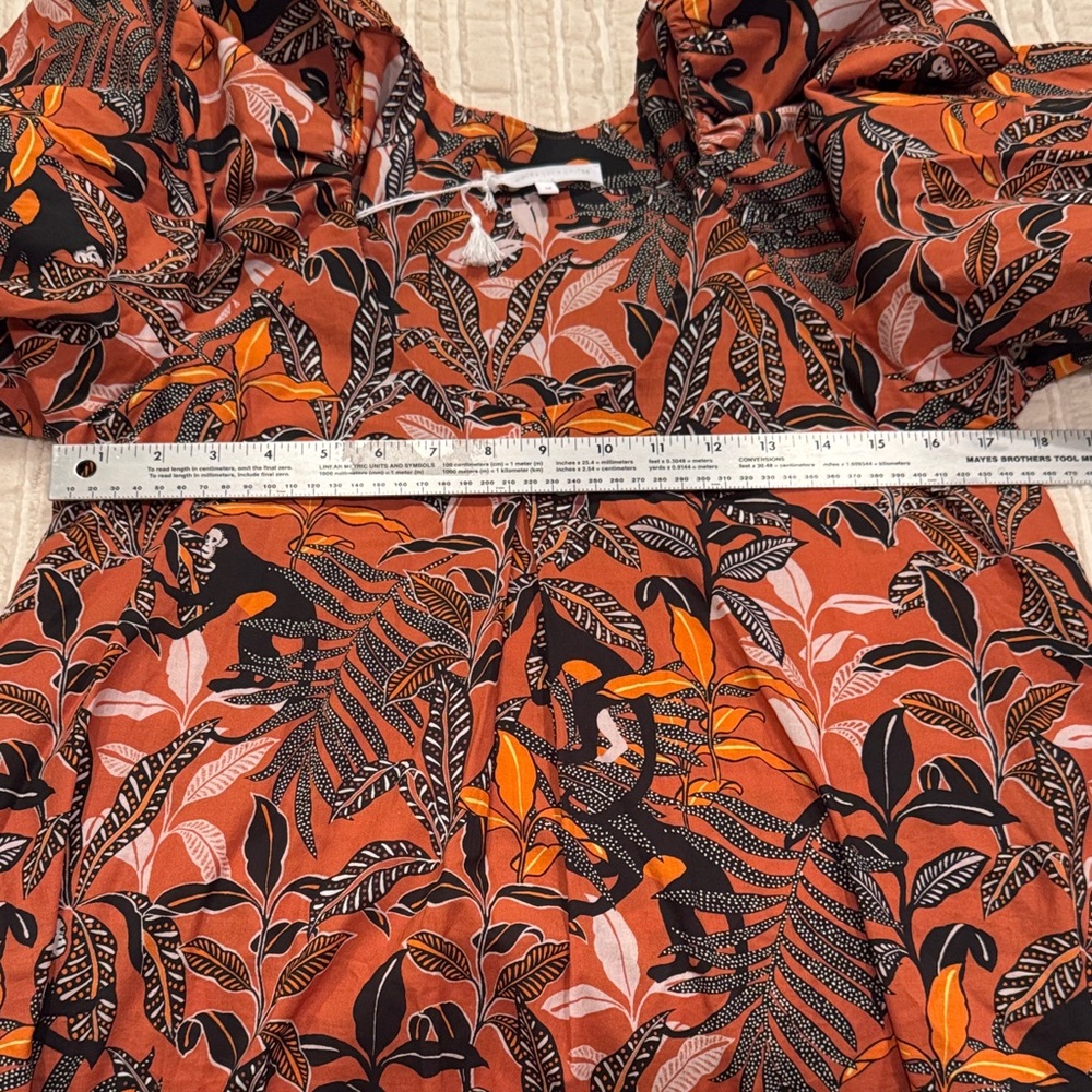 Corey Lynn Calter Jenny Top Monkey Around Print Puff Sleeve Blouse Size M NWT - Picture 8 of 9